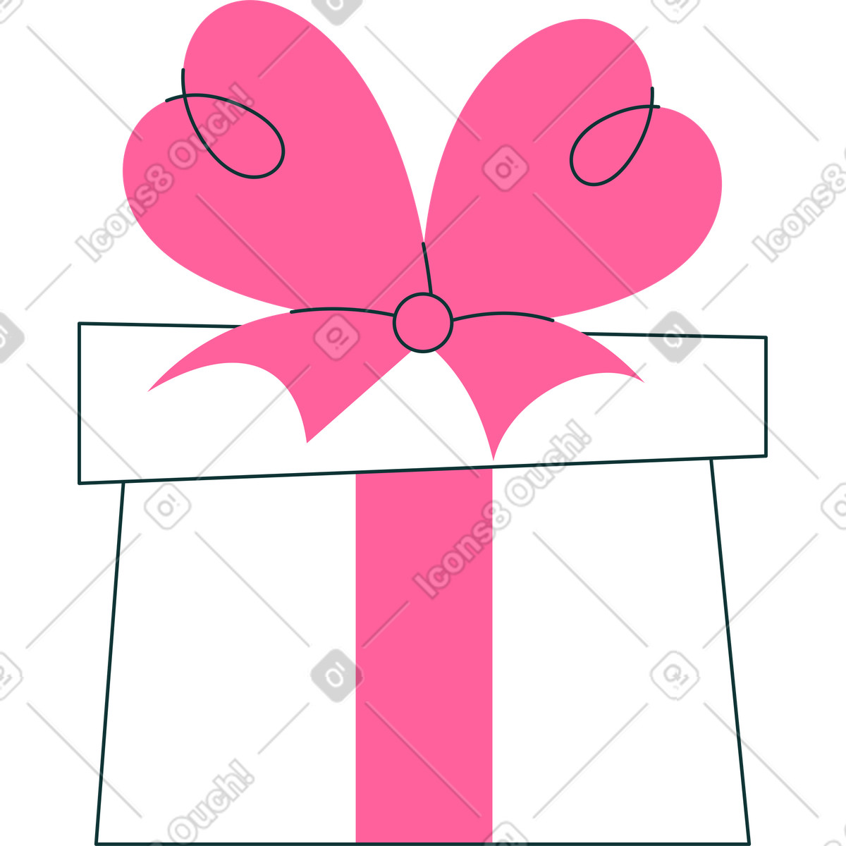 下载 Florid 风格的 带粉色蝴蝶结的礼品盒 插画，支持 PNG、SVG 格式