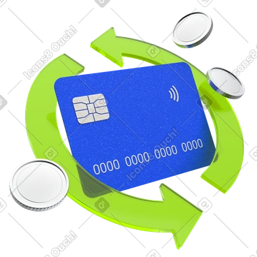 Carte de paiement avec remboursement, flèches de remboursement, système de récompenses bancaires PNG, SVG