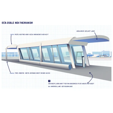 Architectural drawing of an innovative jet bridge design with annotations