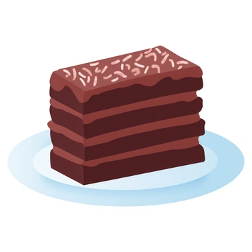 A multi-layered chocolate torte is displayed prominently on a smooth white plate. The torte features rich, dark chocolate layers stacked high, each separated by a luscious filling. A glossy ganache topping glistens under soft light, creating a sleek, reflective surface. Delicate chocolate shavings are artfully scattered across the top, adding texture and visual interest. The background is softly blurred, allowing the torte to remain the focal point of the image.