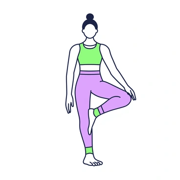 A person in a yoga pose against a minimalist backdrop, depicted in fine-line art.