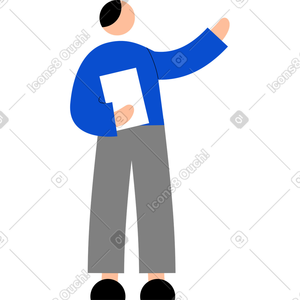 Tiny スタイルの 書類を手に持った若い男性 のイラストをPNG、SVG形式でダウンロード