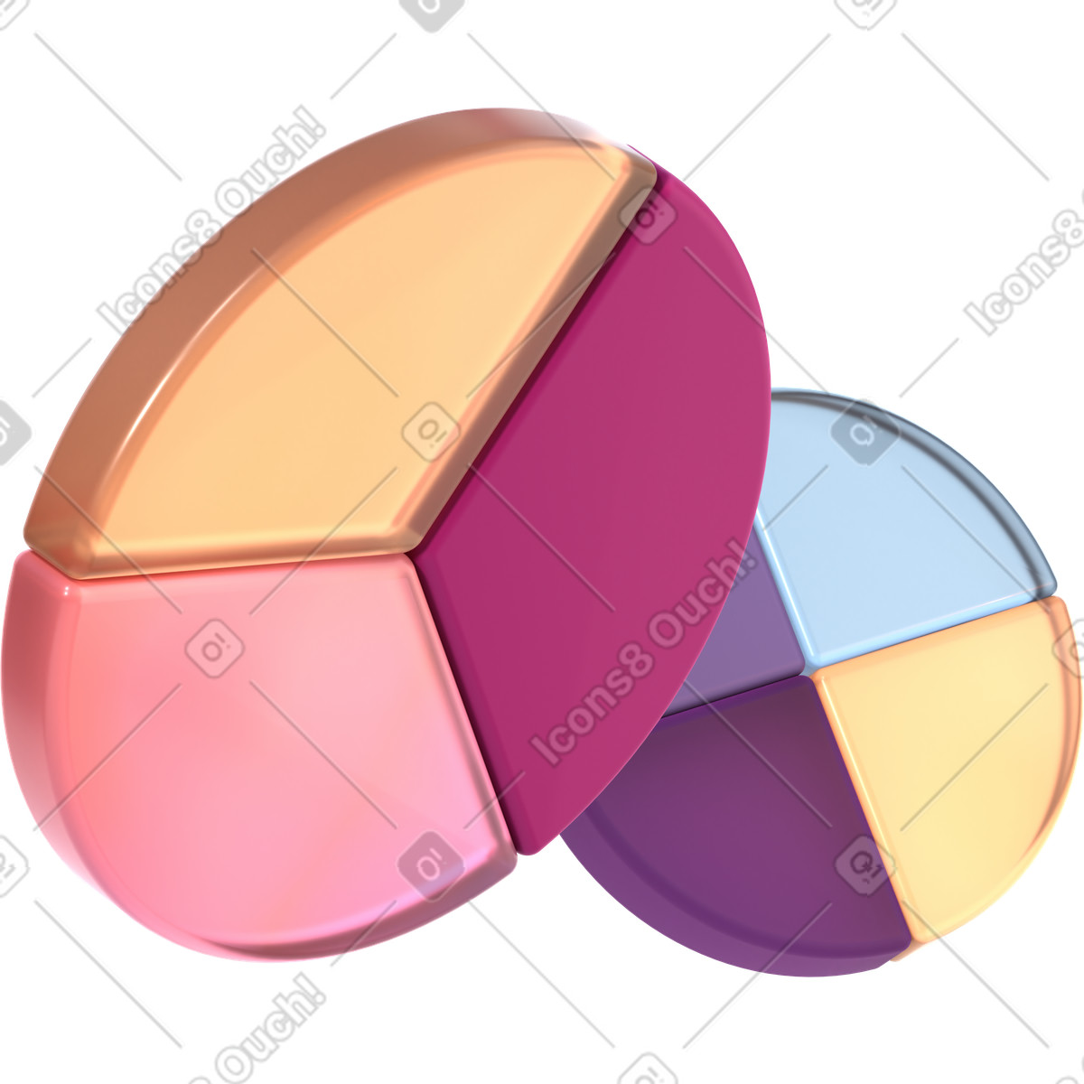 Ilustración Gráficos circulares en estilo 3D Glassy a descargar en PNG y SVG