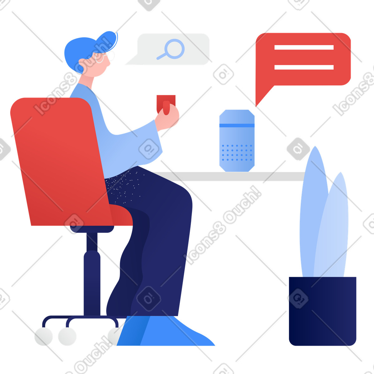 Ilustração de Alto-falante inteligente - pesquisa por voz em no estilo Clip para baixar em PNG, SVG