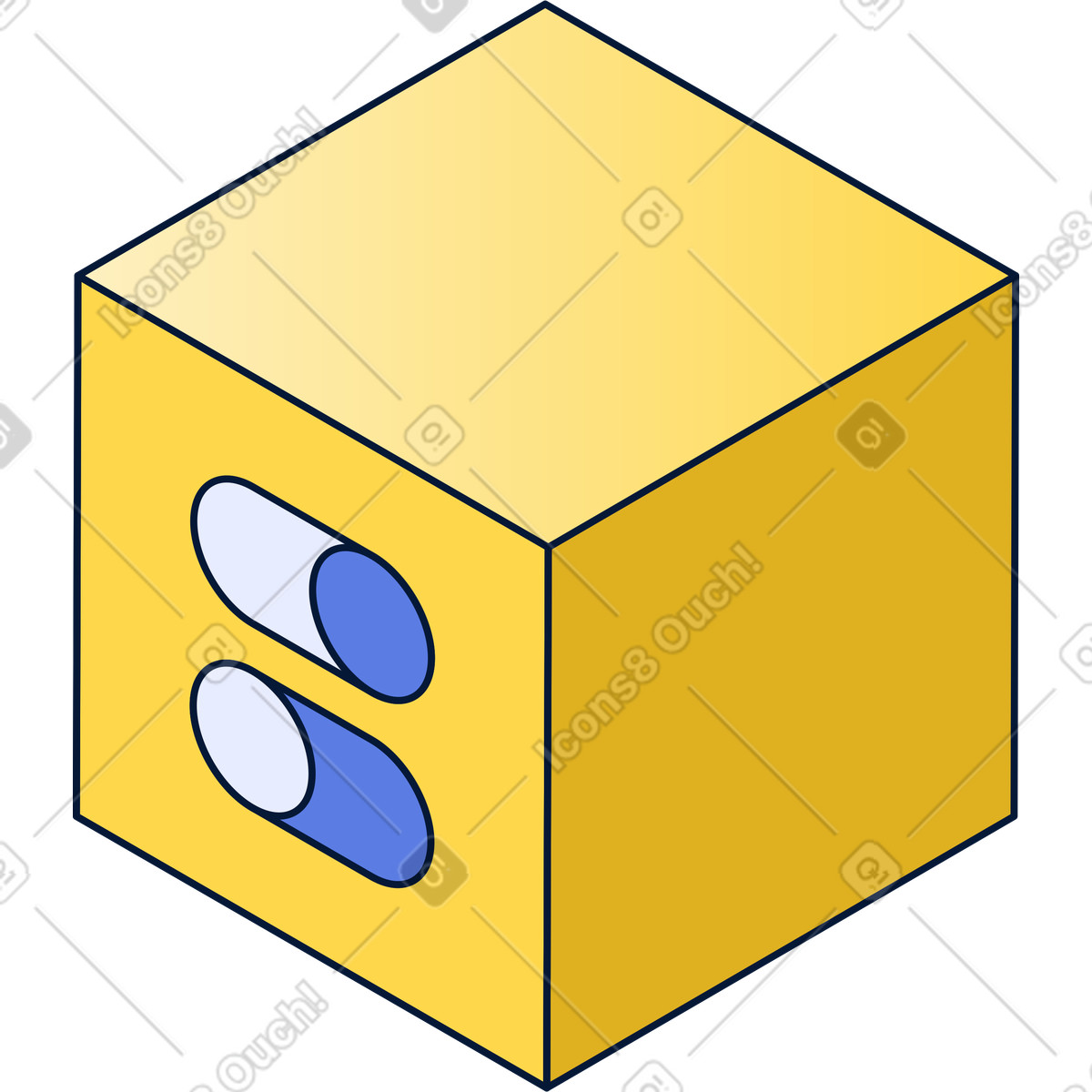 Cube with toggles illustration in Neat style download in PNG, SVG