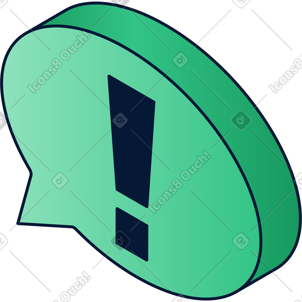 Illustration Bulle de dialogue isométrique avec point d'exclamation dans le style Neat à télécharger aux formats PNG, SVG