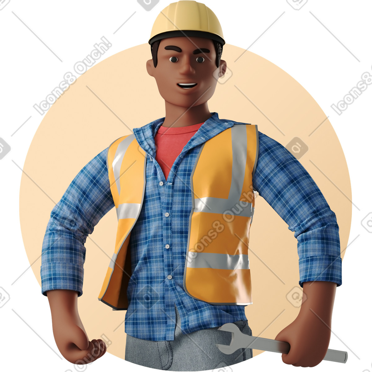 Male builder illustration in 3D Business style download in PNG, SVG