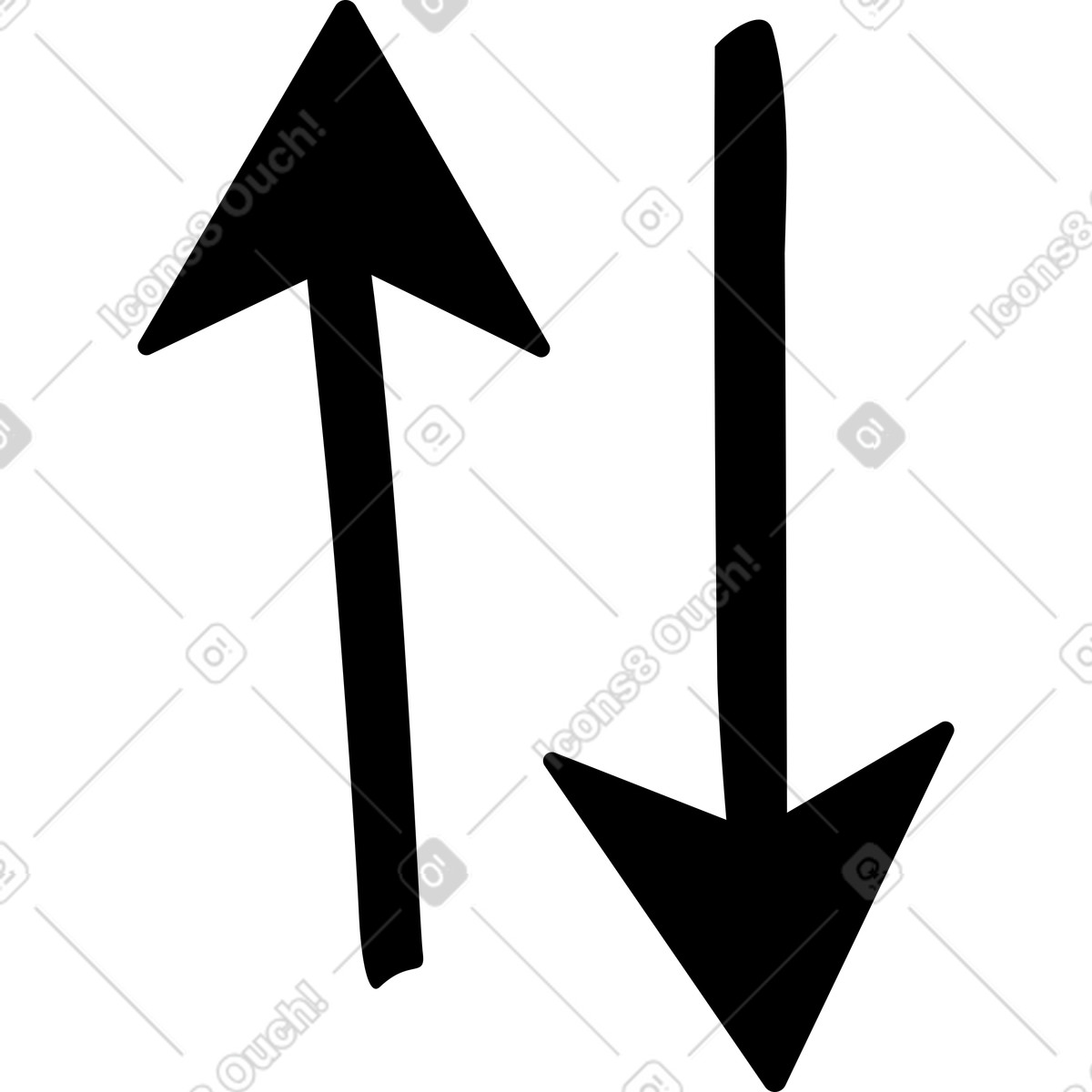 Black arrow two illustration in Twirl style download in PNG, SVG