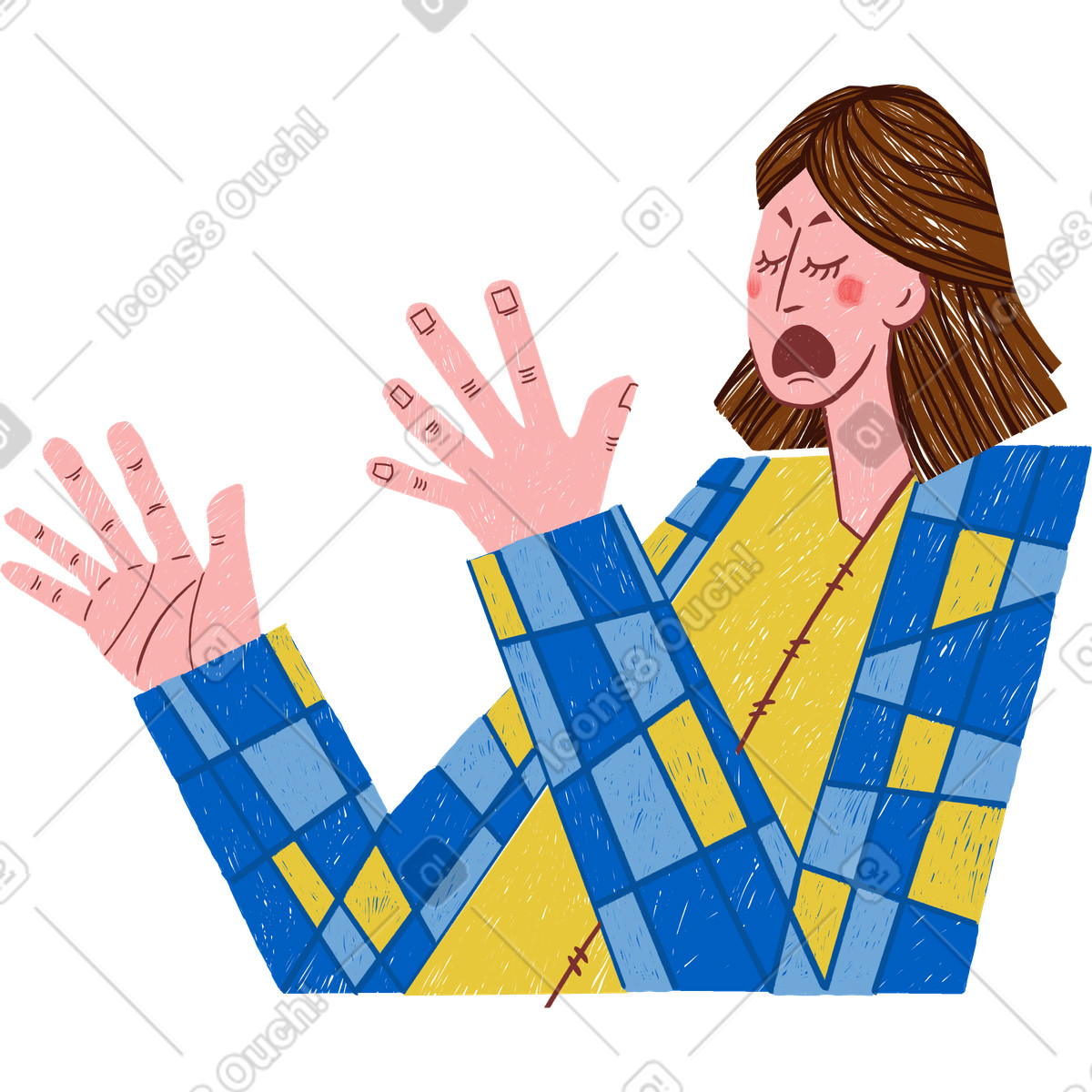 Frau-Illustration im Sleepy-Stil als Download in PNG, SVG