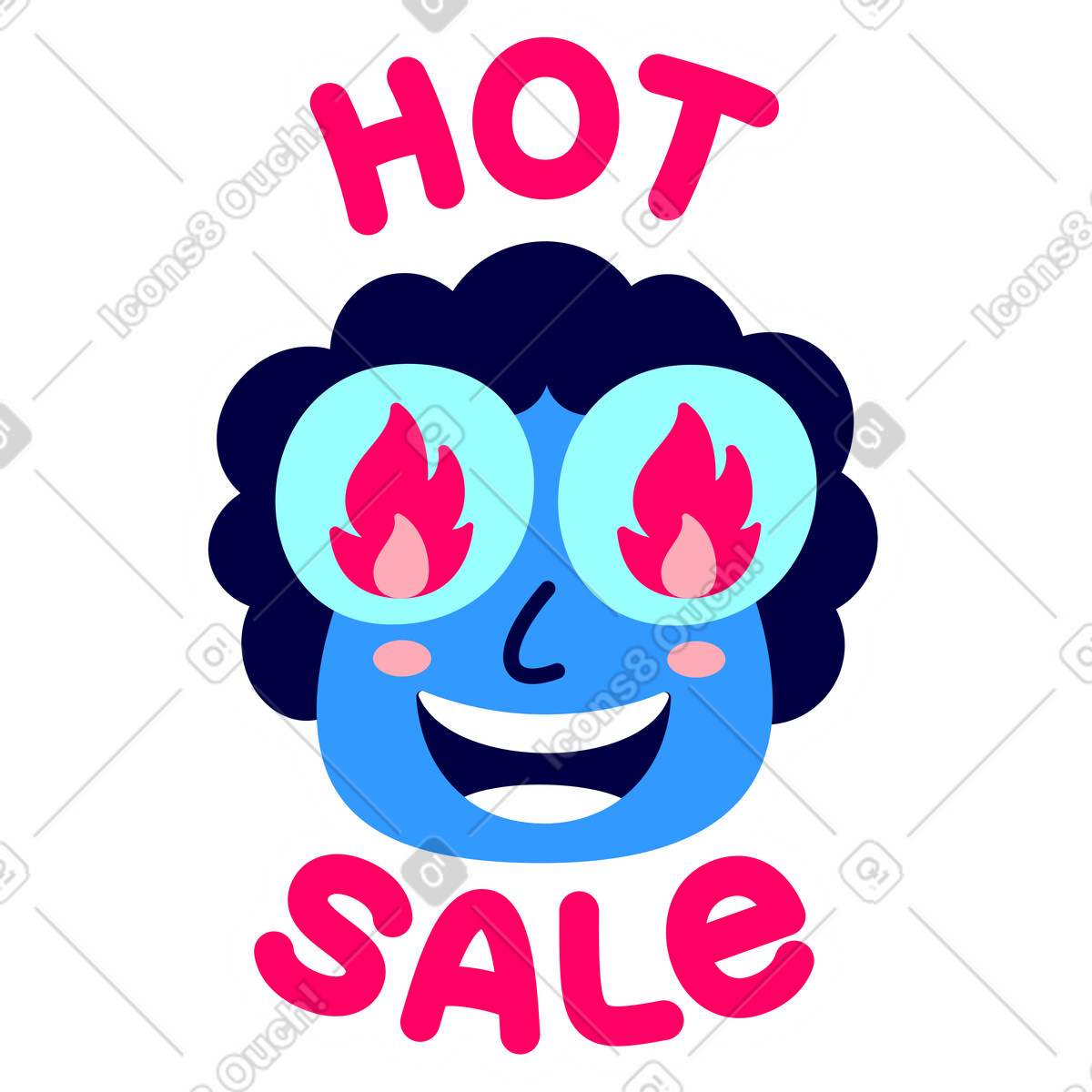 下载 Rondy Stickers 风格的 与戴着眼镜的火人一起刻字热卖 插画，支持 PNG、SVG 格式