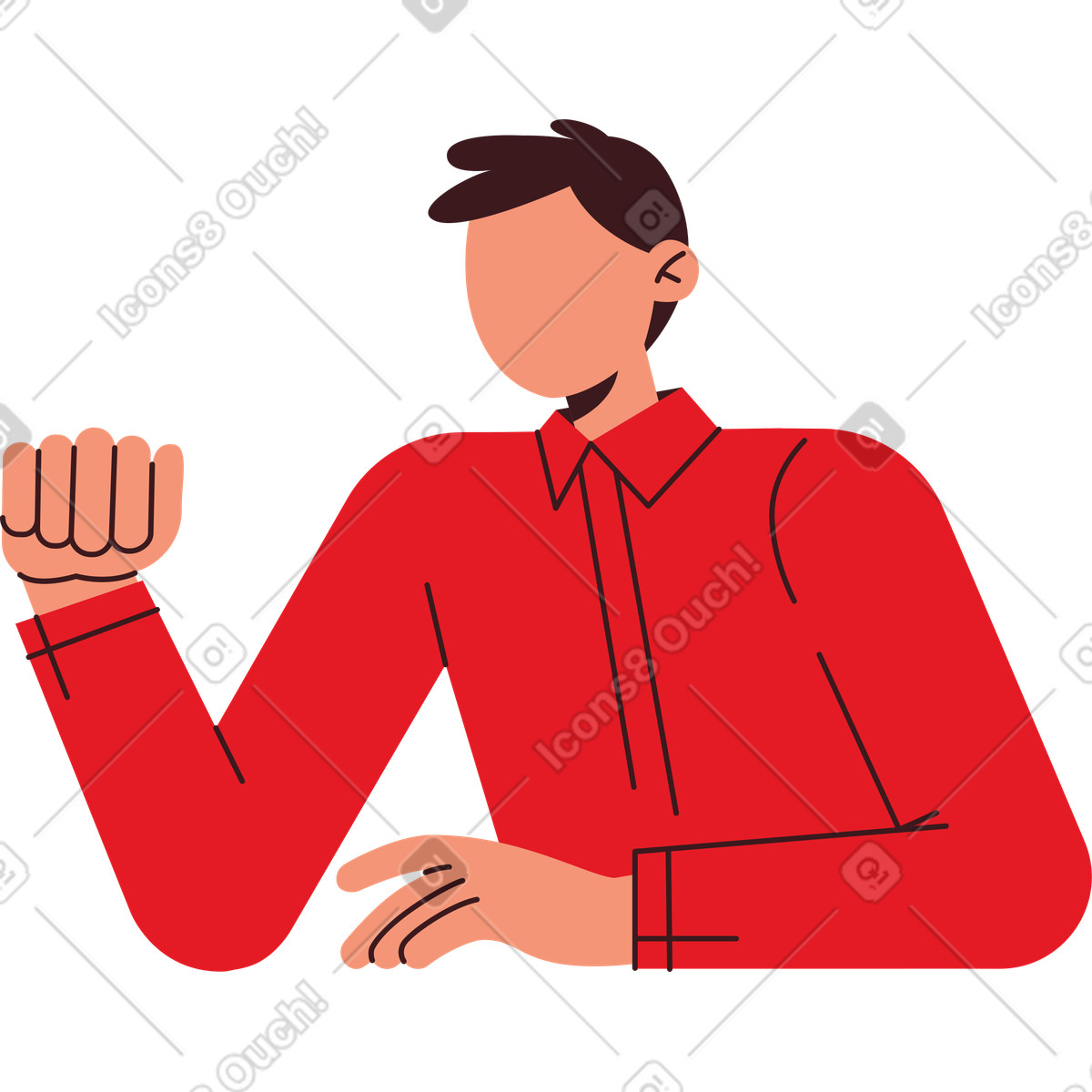 Illustration Homme en chemise rouge dans le style Folks à télécharger aux formats PNG, SVG
