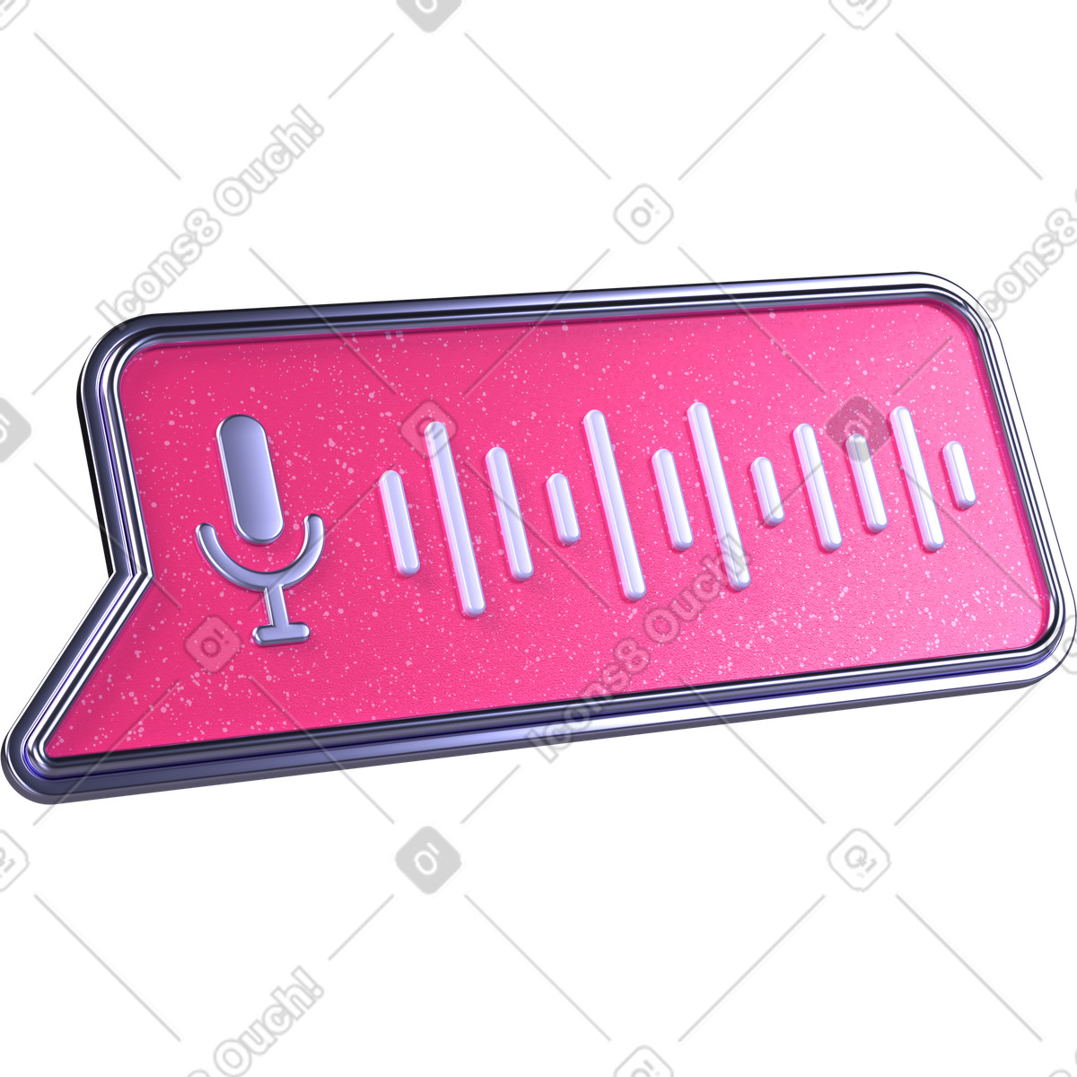 Ilustración Grabación de voz, forma onda del habla, icono mensaje audio en estilo 3D Boost a descargar en PNG y SVG