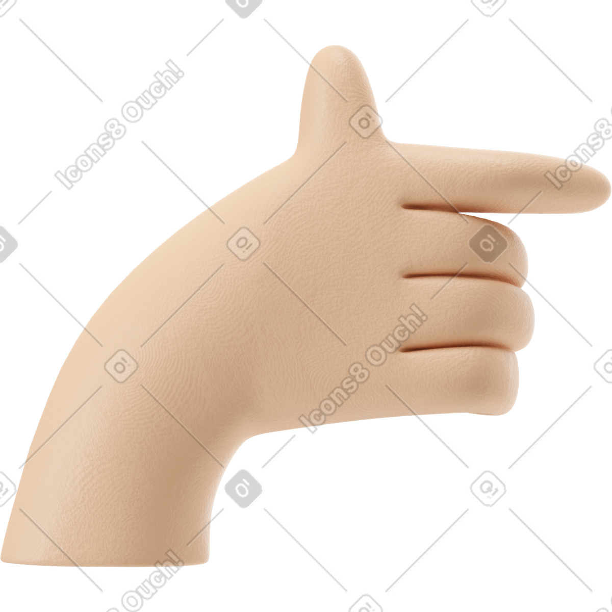 Ilustración Mano derecha apuntando a la en estilo 3D Stripy descargar en PNG y SVG