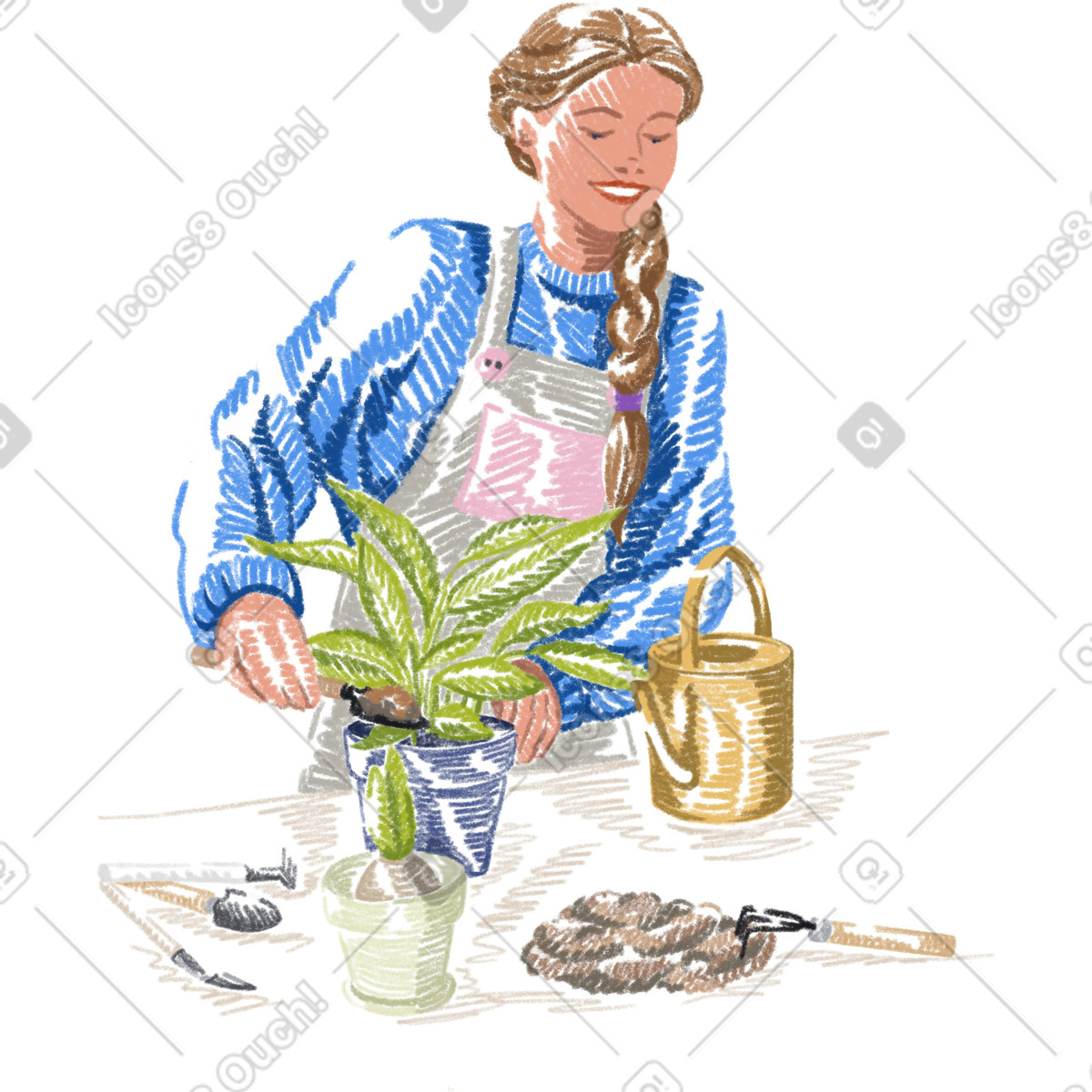 Иллюстрация Woman gardener в стиле Sketchbook — скачать в форматах PNG, SVG
