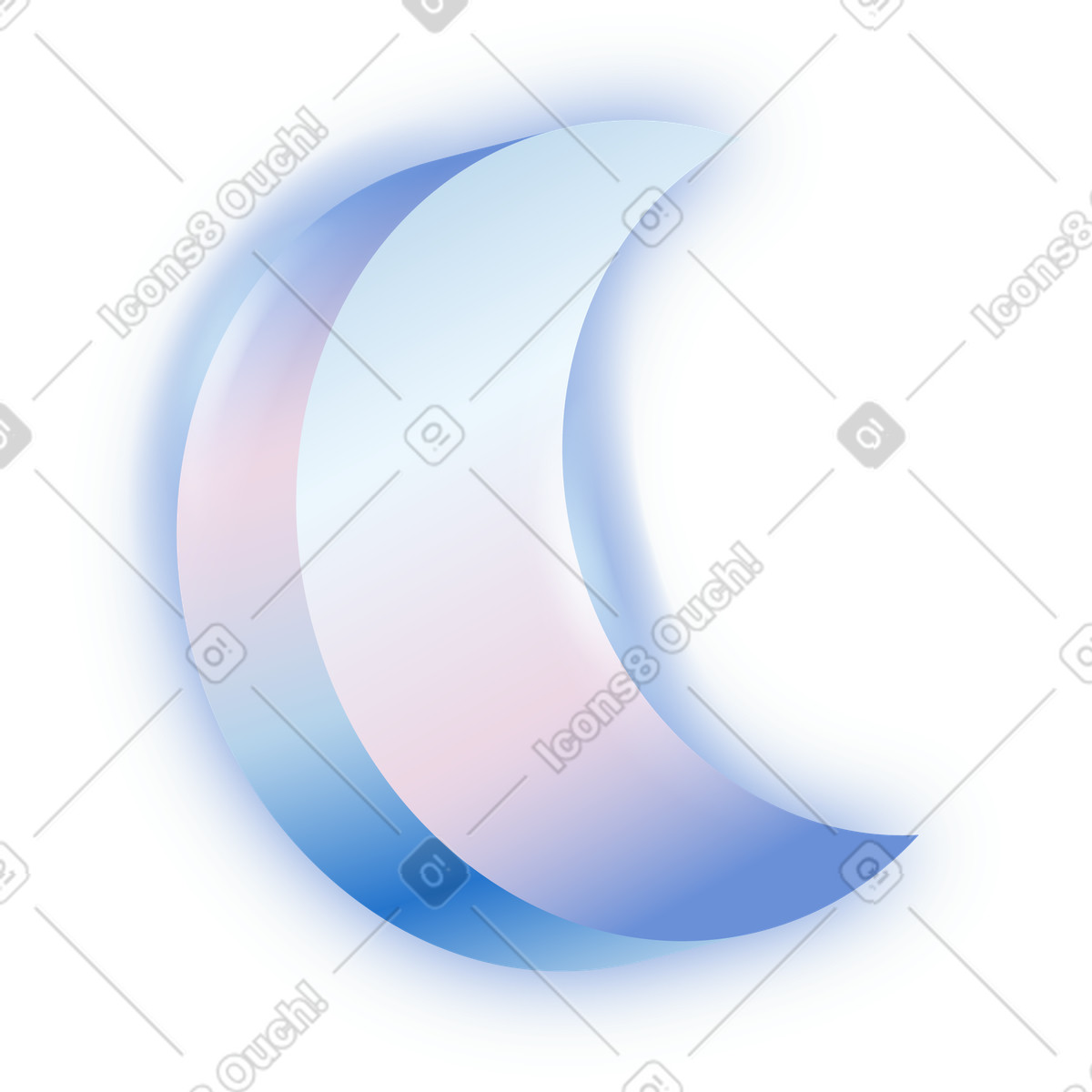 Dimension 스타일의 Nighttime icon with shining crescent moon shape 일러스트레이션 PNG, SVG 다운로드
