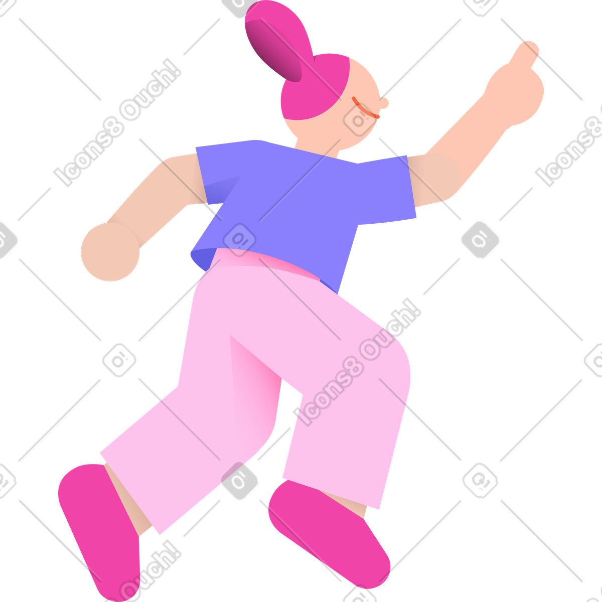 Junge frau zeigt auf etwas-Illustration im 8bit-Stil als Download in PNG, SVG