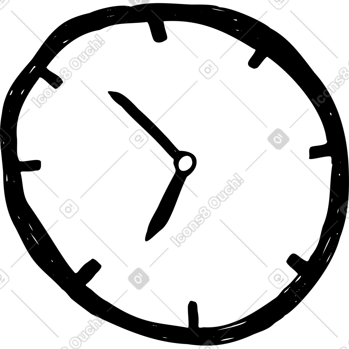 Analog clock illustration in Marks style download in PNG, SVG