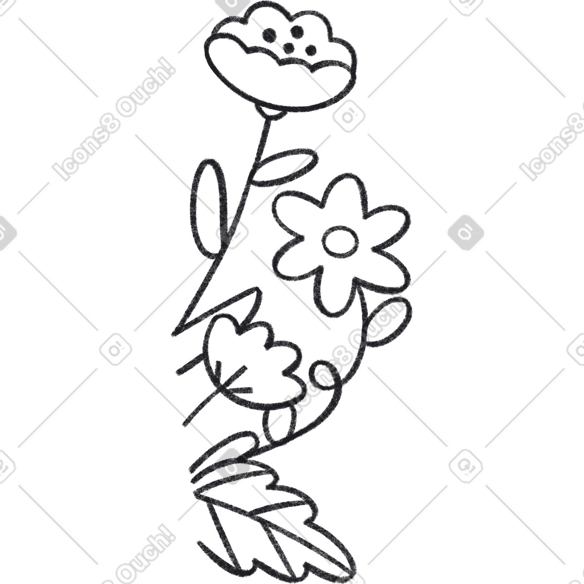 Ilustração de Three flowers em no estilo Bonbon Line para baixar em PNG, SVG
