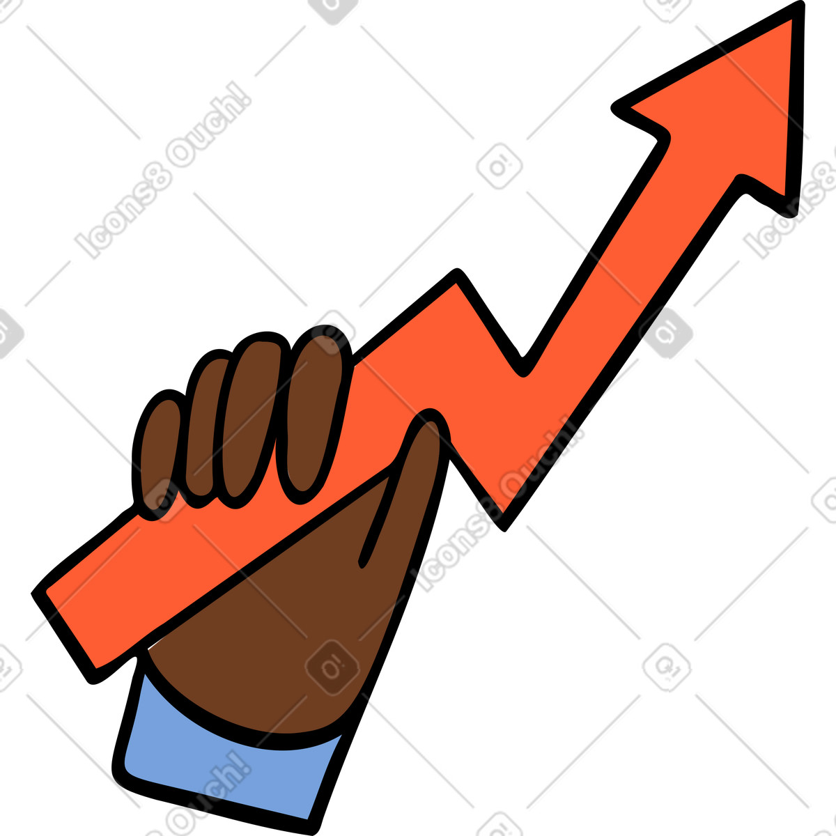 Ilustração de Mão com uma flecha em no estilo Comic para baixar em PNG, SVG
