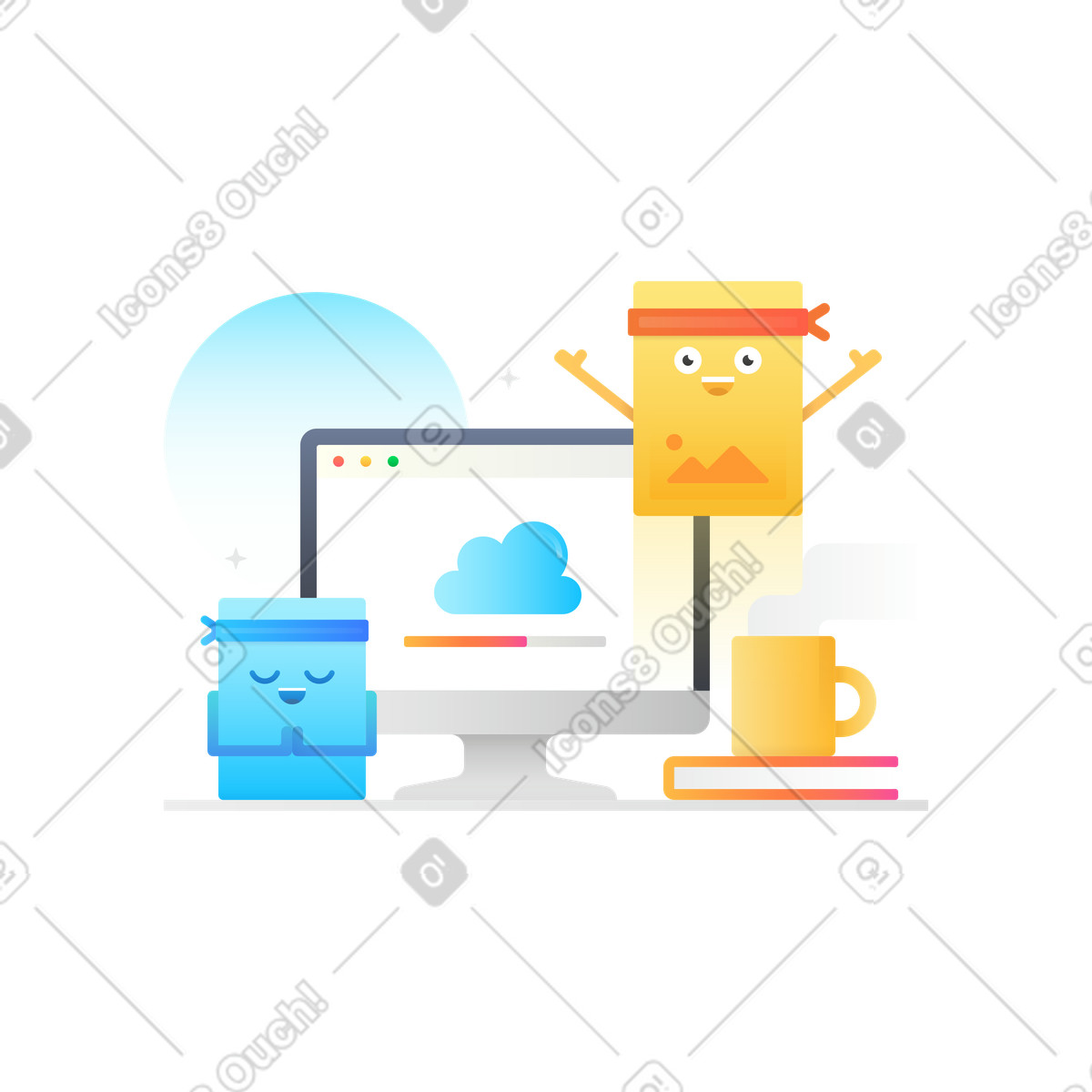 File uploading to computer illustration in Hugo style download in PNG, SVG