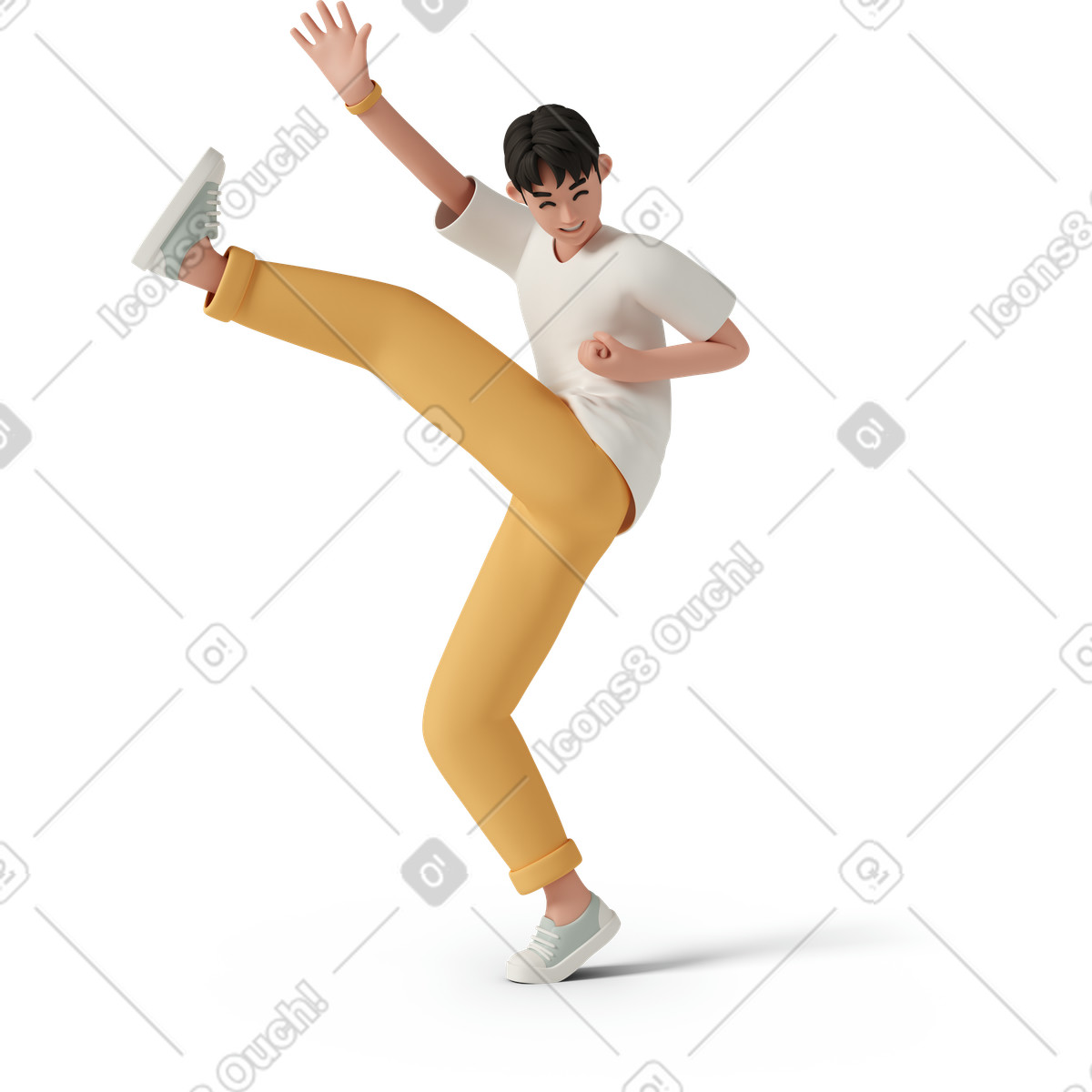 3D Casual life スタイルの Young man rejoicing success のイラストをPNG、SVG形式でダウンロード