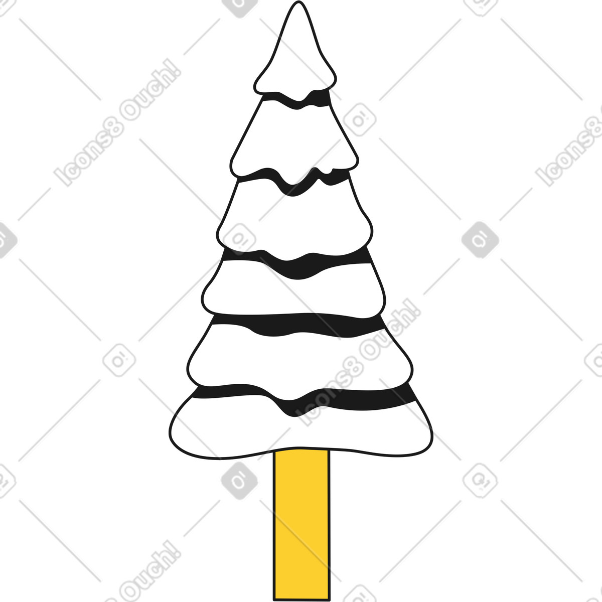 Pine tree illustration in Taxi style download in PNG, SVG