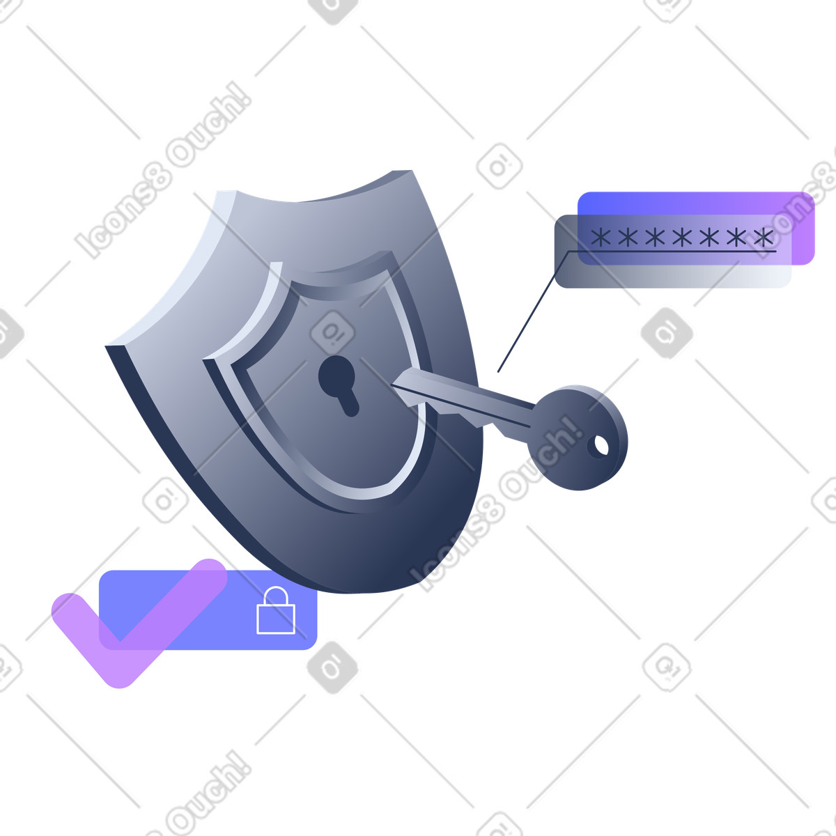 Sicurezza informatica e autenticazione della password illustrazione in stile Lucent scarica in PNG, SVG