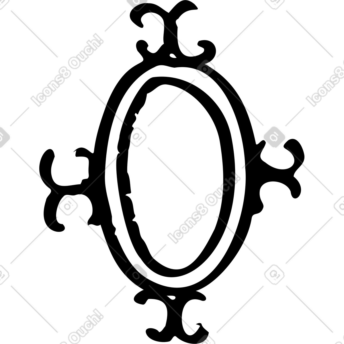 Piccola cornice ovale con decori illustrazione in stile Marks scarica in PNG, SVG