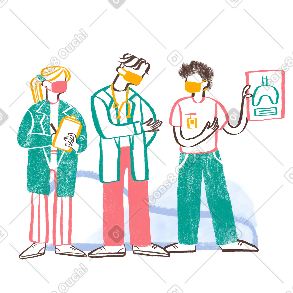Medici che discutono di un'immagine a raggi x illustrazione in stile Company scarica in PNG, SVG
