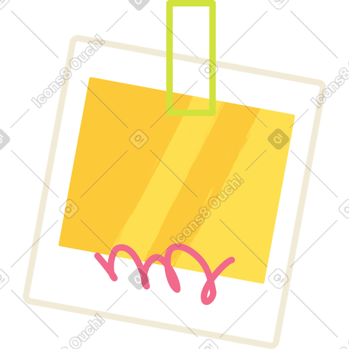 Photo with sticker and signature on the wall illustration in Juicy style download in PNG, SVG
