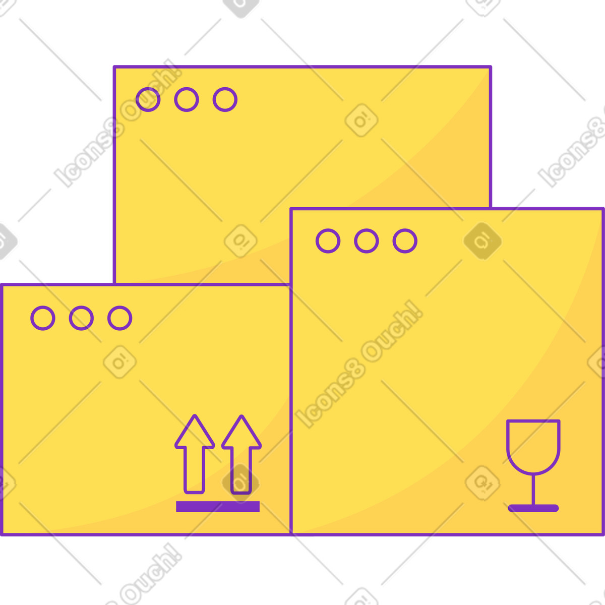 Ilustración Three boxes for delivery en estilo Elastic a descargar en PNG y SVG