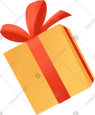 Yellow gift box with red ribbon PNG, SVG