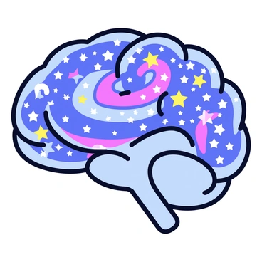 A brain filled with swirling galaxies and stars