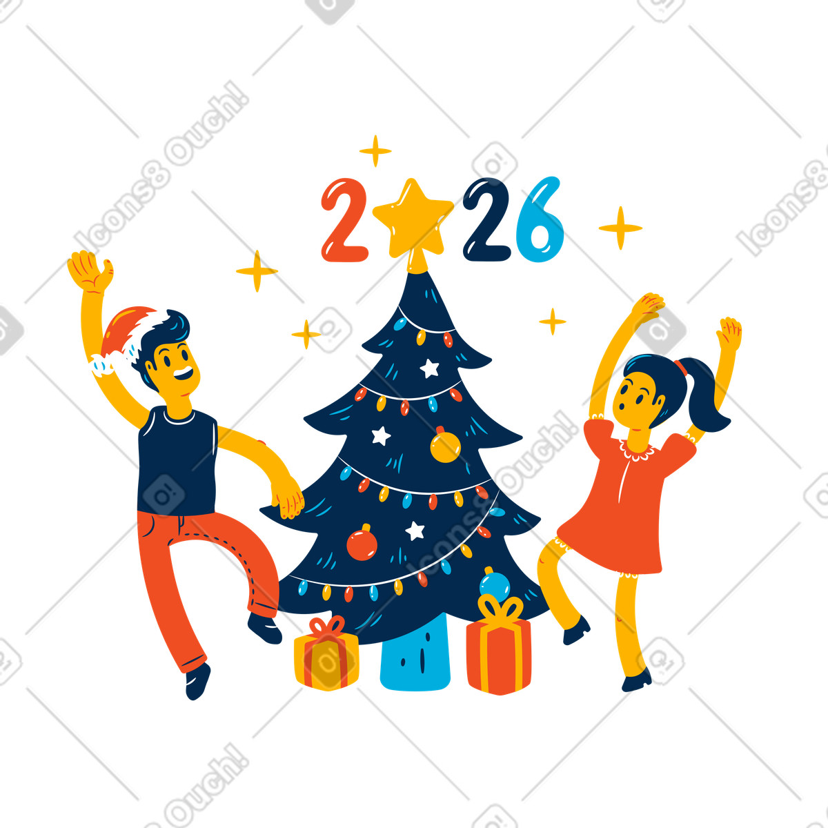 Festa di capodanno 2026 illustrazione in stile Flame scarica in PNG, SVG