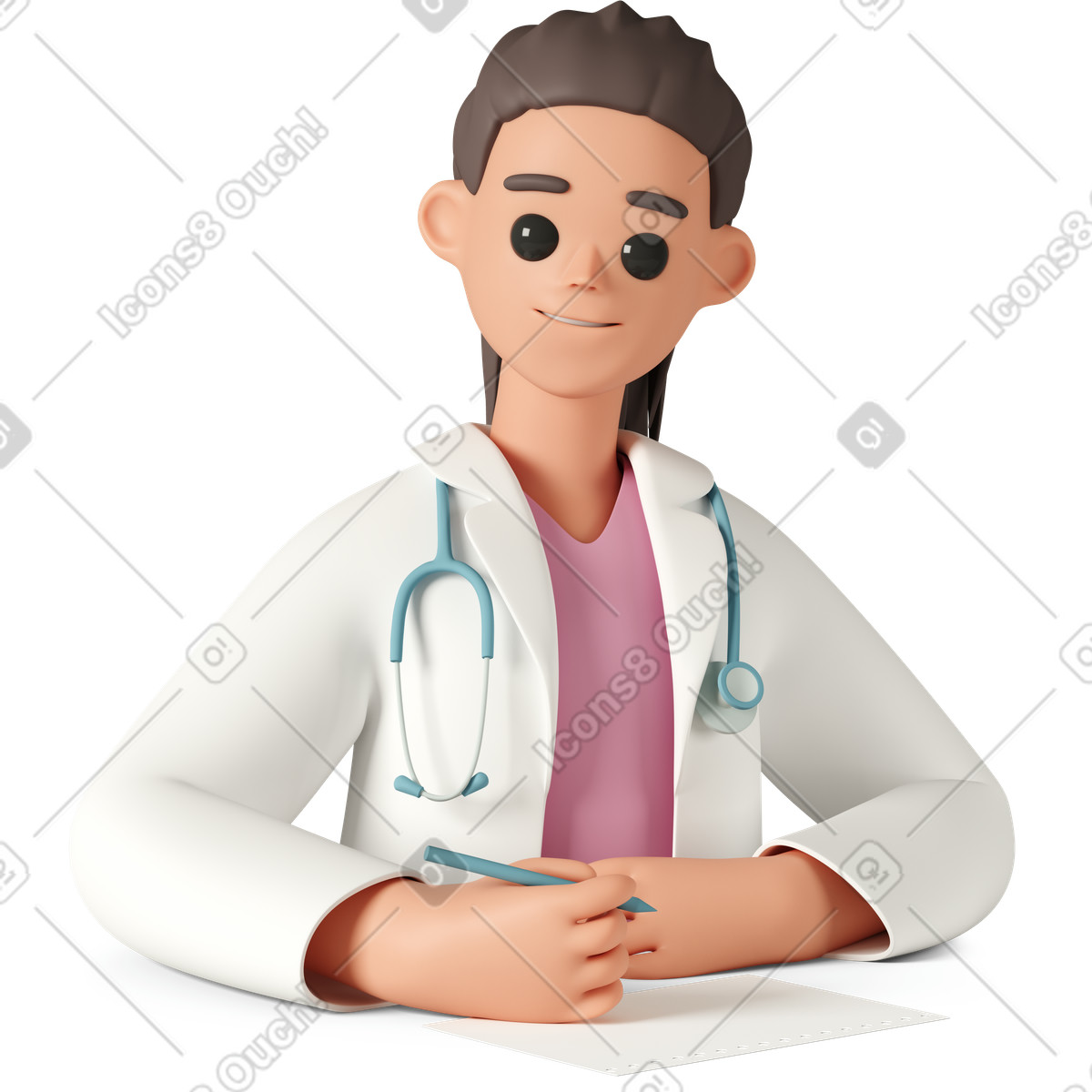 Ilustração de Female doctor at desk em PNG e SVG