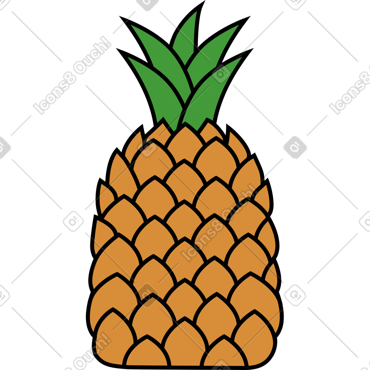 Ananas illustrazione in stile Kindy scarica in PNG, SVG