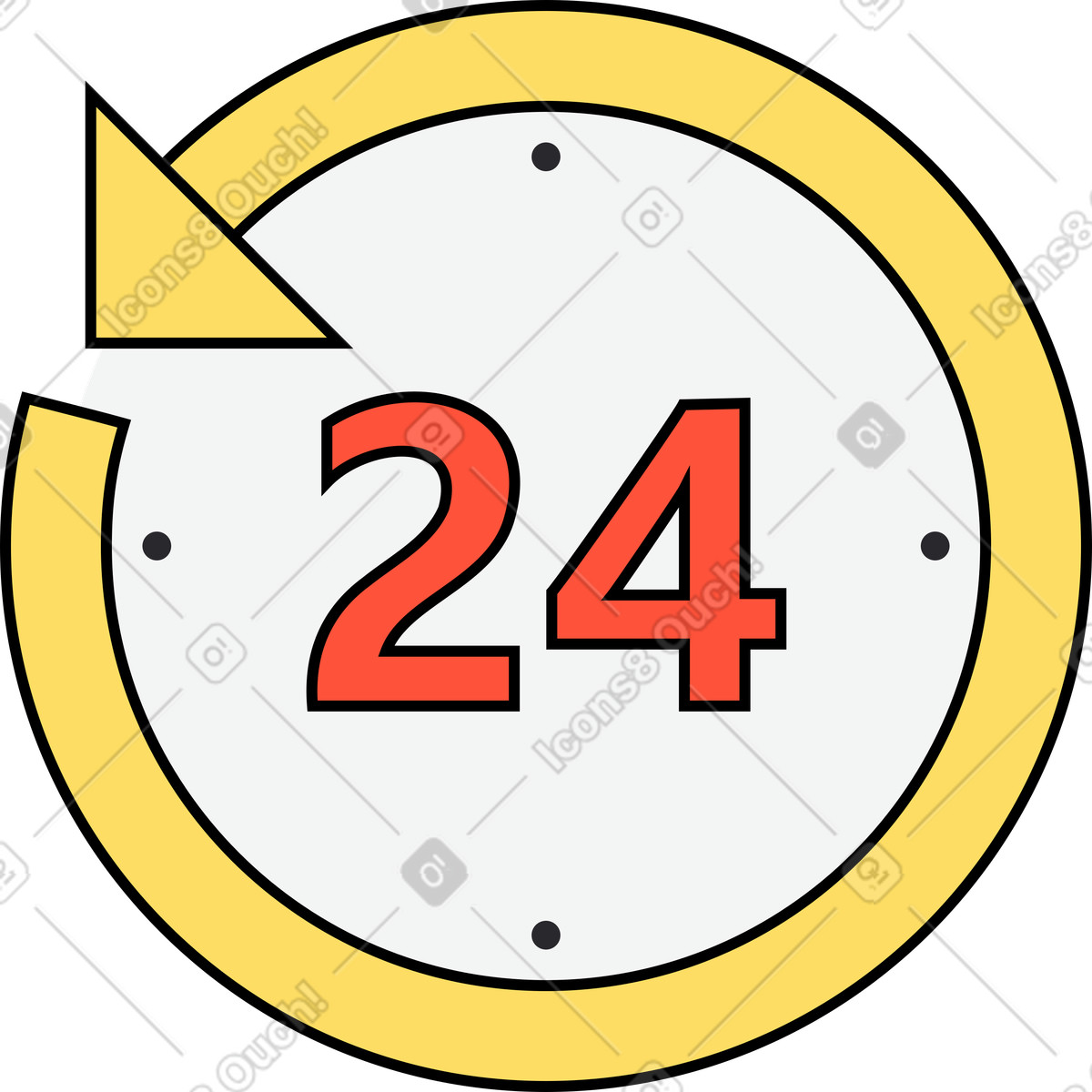 Twenty-four hours icon illustration in Kindy style download in PNG, SVG