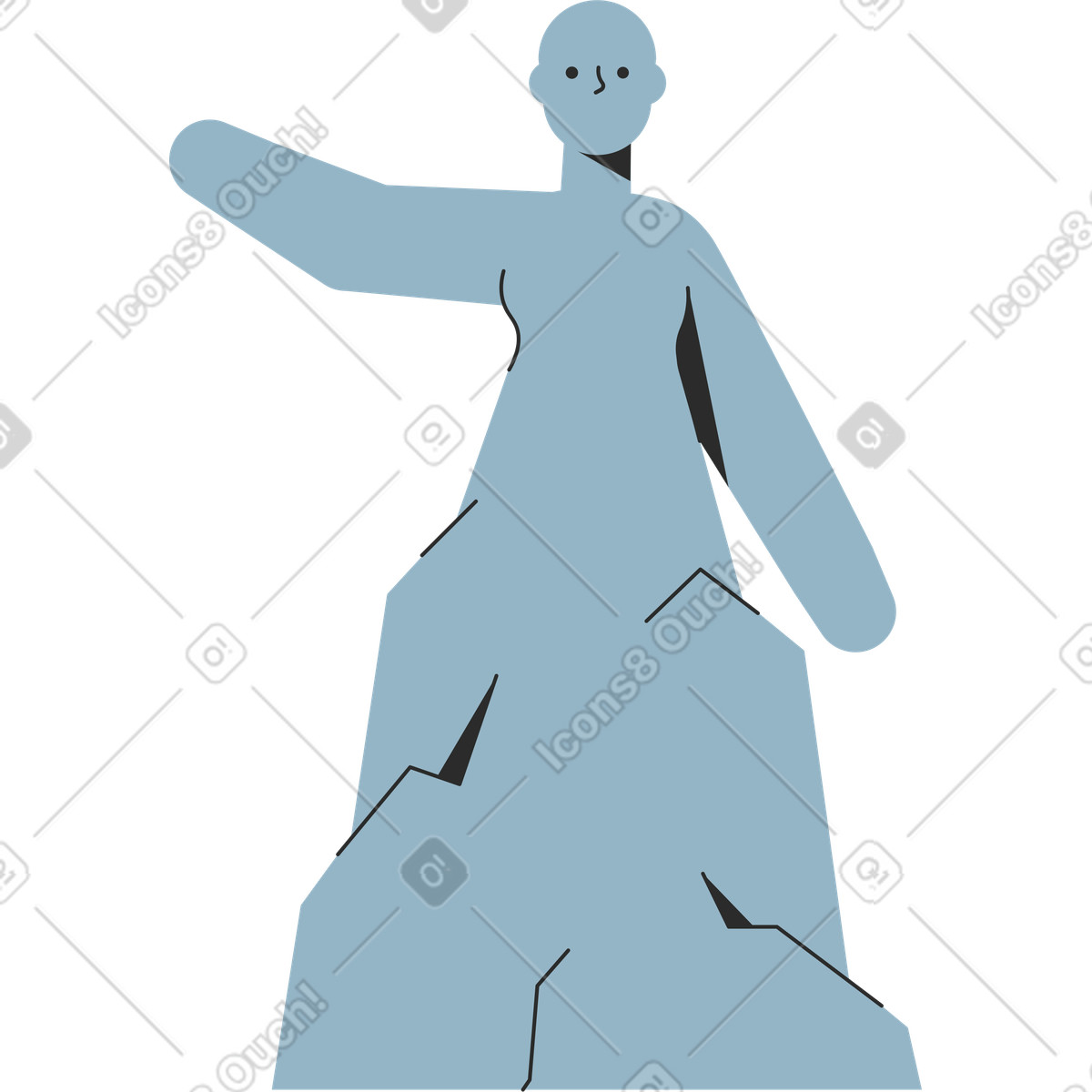 Gray stone statue-Illustration im Marginalia-Stil als Download in PNG, SVG