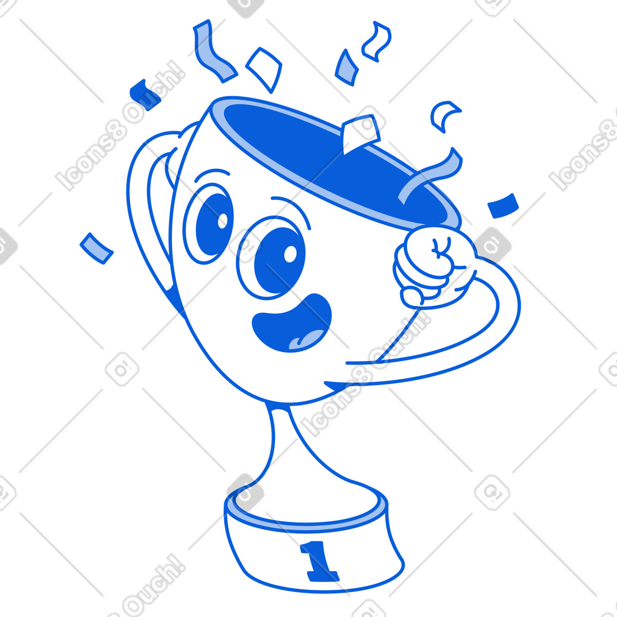 Gold trophy winner with confetti illustration clipart graphics in PNG GIF