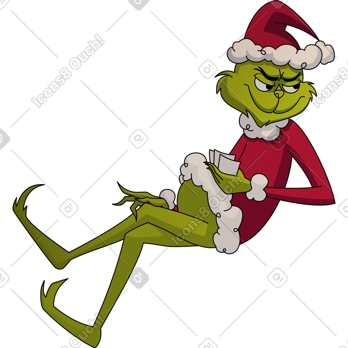 Ilustración Grinch de juego en estilo Santa Camp a descargar en PNG y SVG