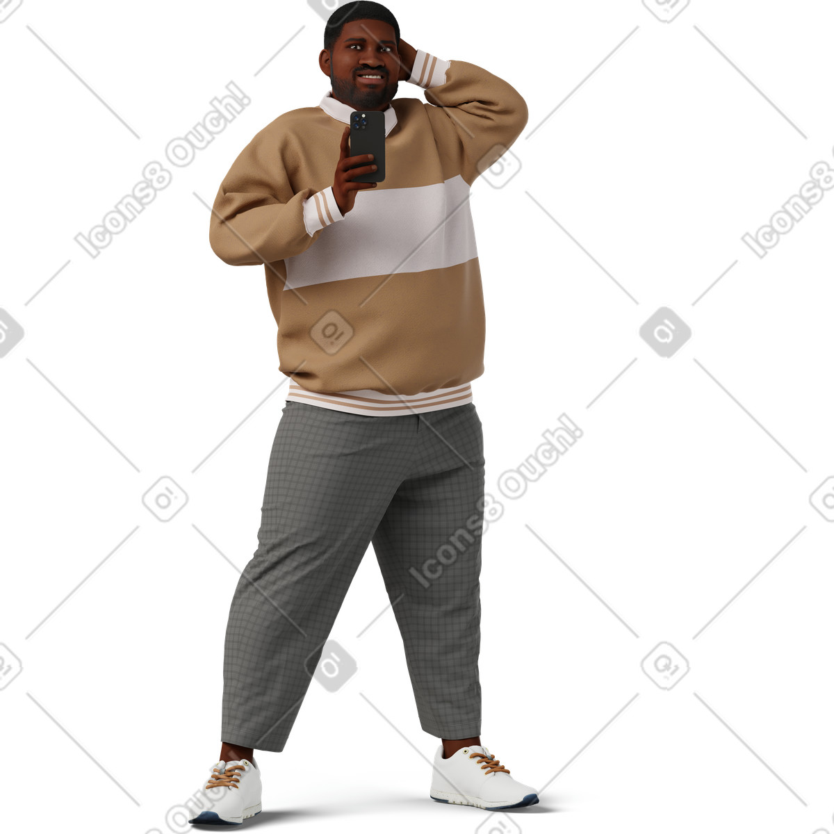 Young man taking selfie-Illustration im 3D Hygge-Stil als Download in PNG, SVG