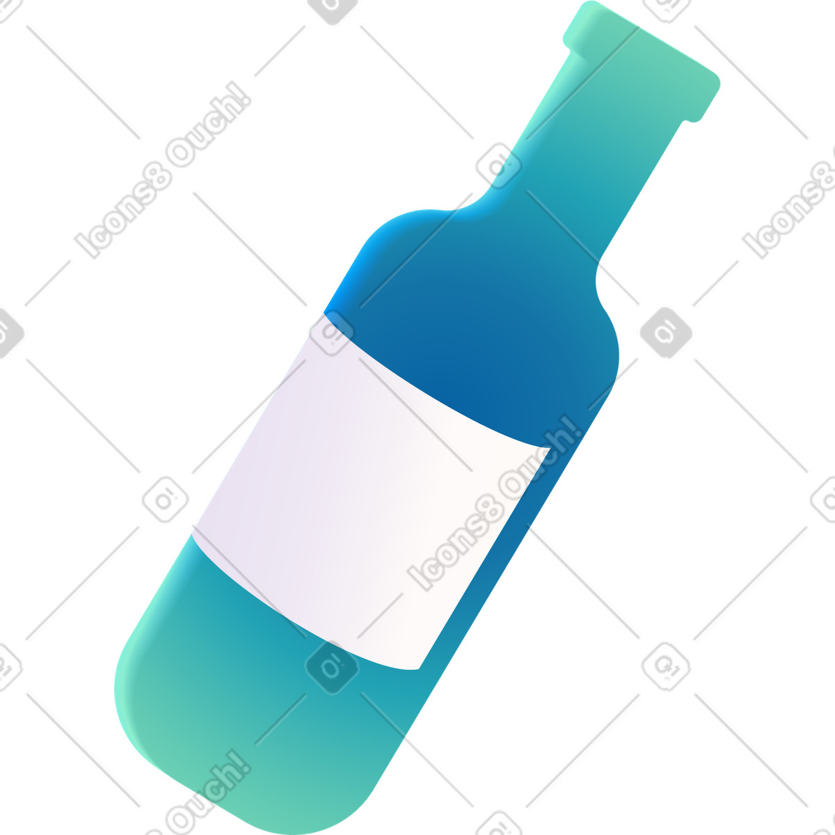 Ilustración Botella de vidrio verde en estilo Puffy a descargar en PNG y SVG