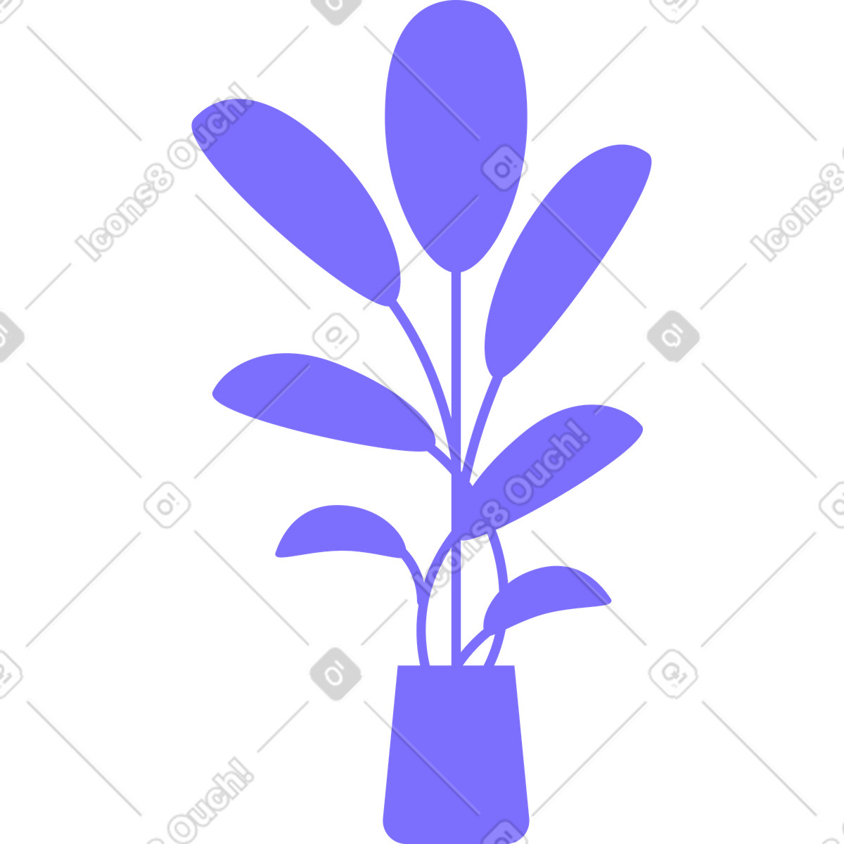 Büropflanze mit großen runden blättern-Illustration im Worky-Stil als Download in PNG, SVG
