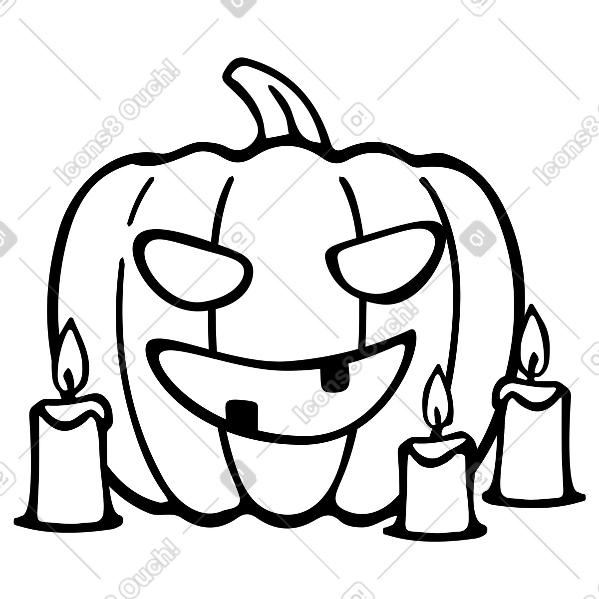 Halloween pumpkin with candles illustration in Journal style download in PNG, SVG