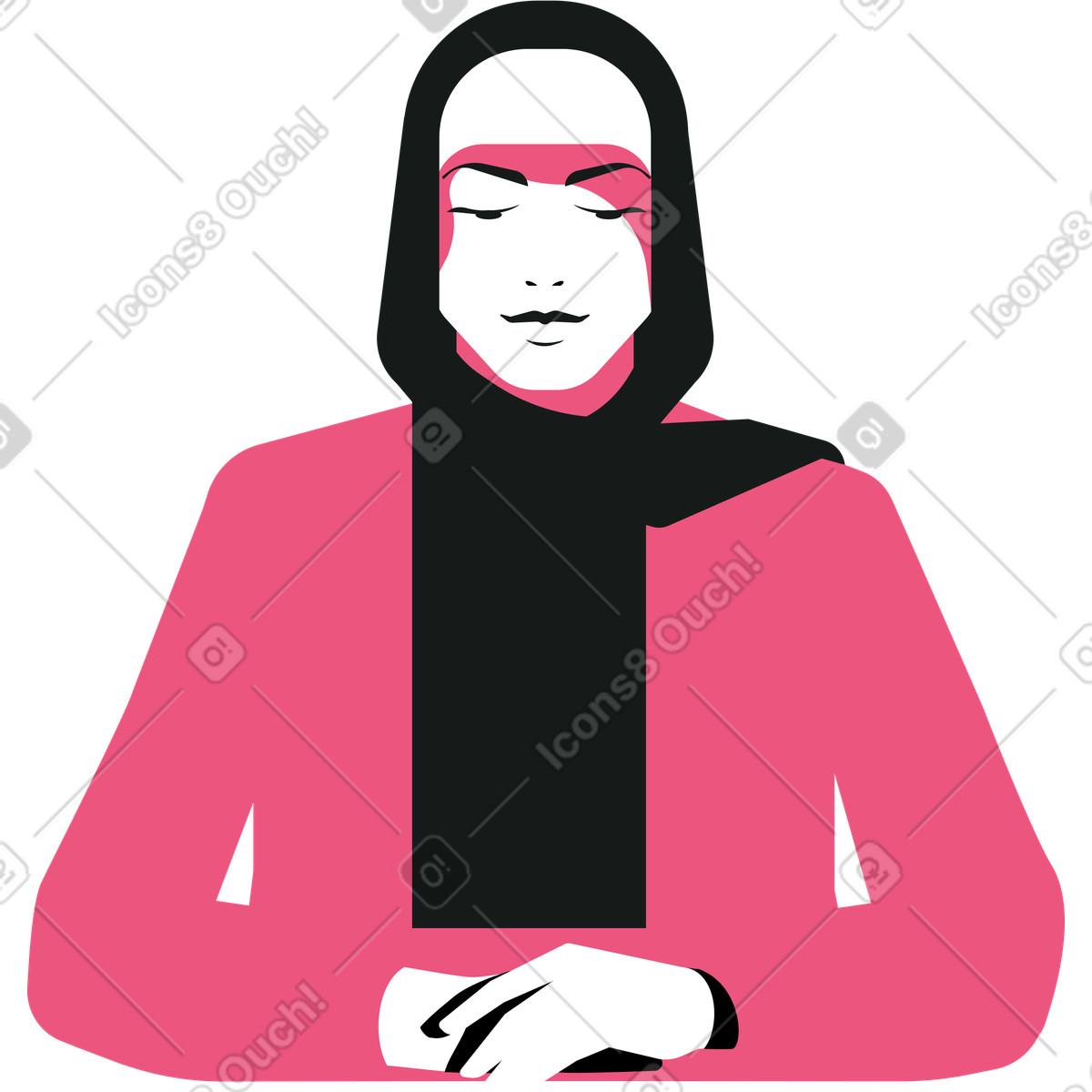 Woman in a hijab sitting at a table illustration clipart collection with beautiful vectors