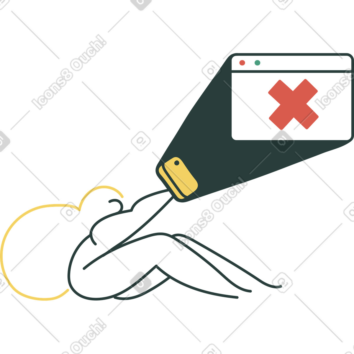 Smartphone user encountering browser error, No internet or website issues illustration in Macaroni style download in PNG, SVG