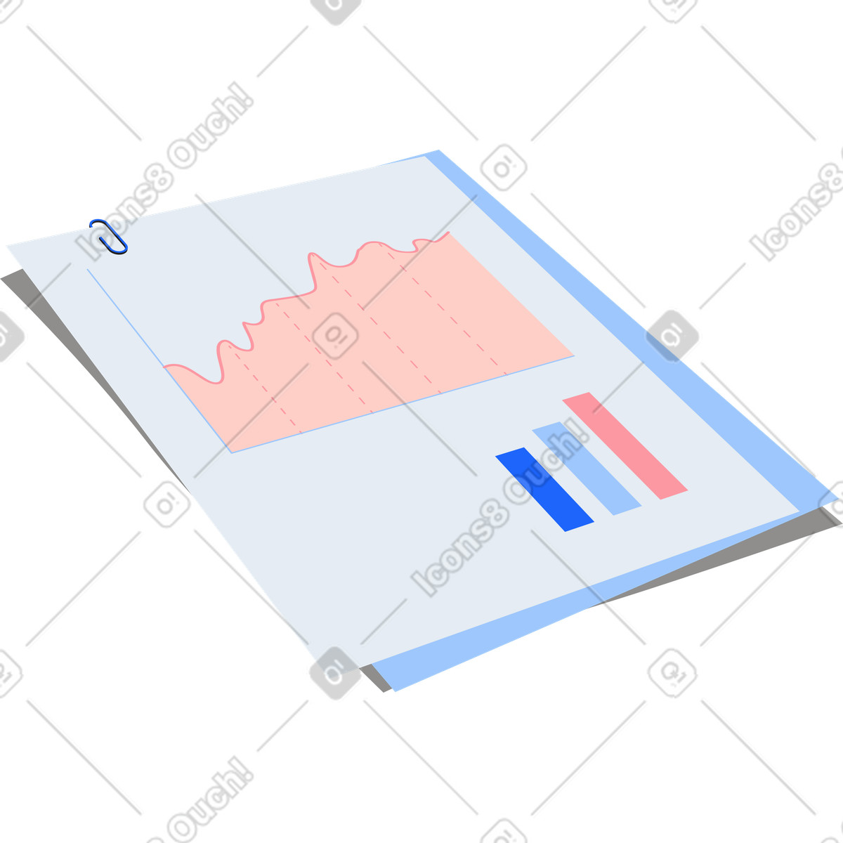 Analytics-diagramm auf einem blatt papier-Illustration im Editorial-Stil als Download in PNG, SVG
