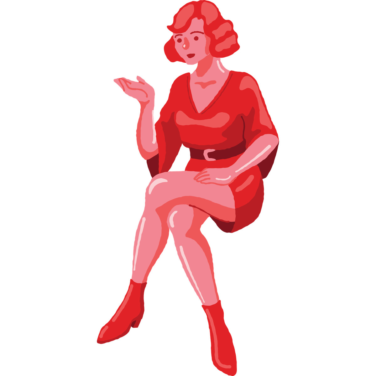 Cherry 스타일의 Woman sitting front 일러스트레이션 PNG, SVG 다운로드