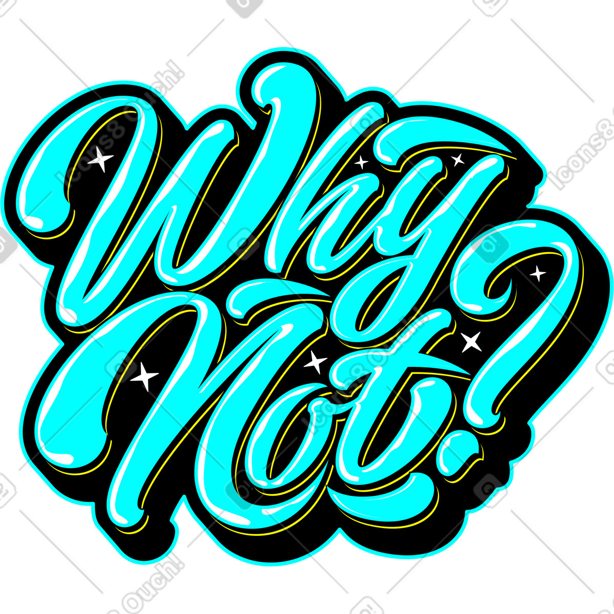 下载 Lettering 风格的 刻字为什么不使用阴影和星星文本 插画，支持 PNG、SVG 格式