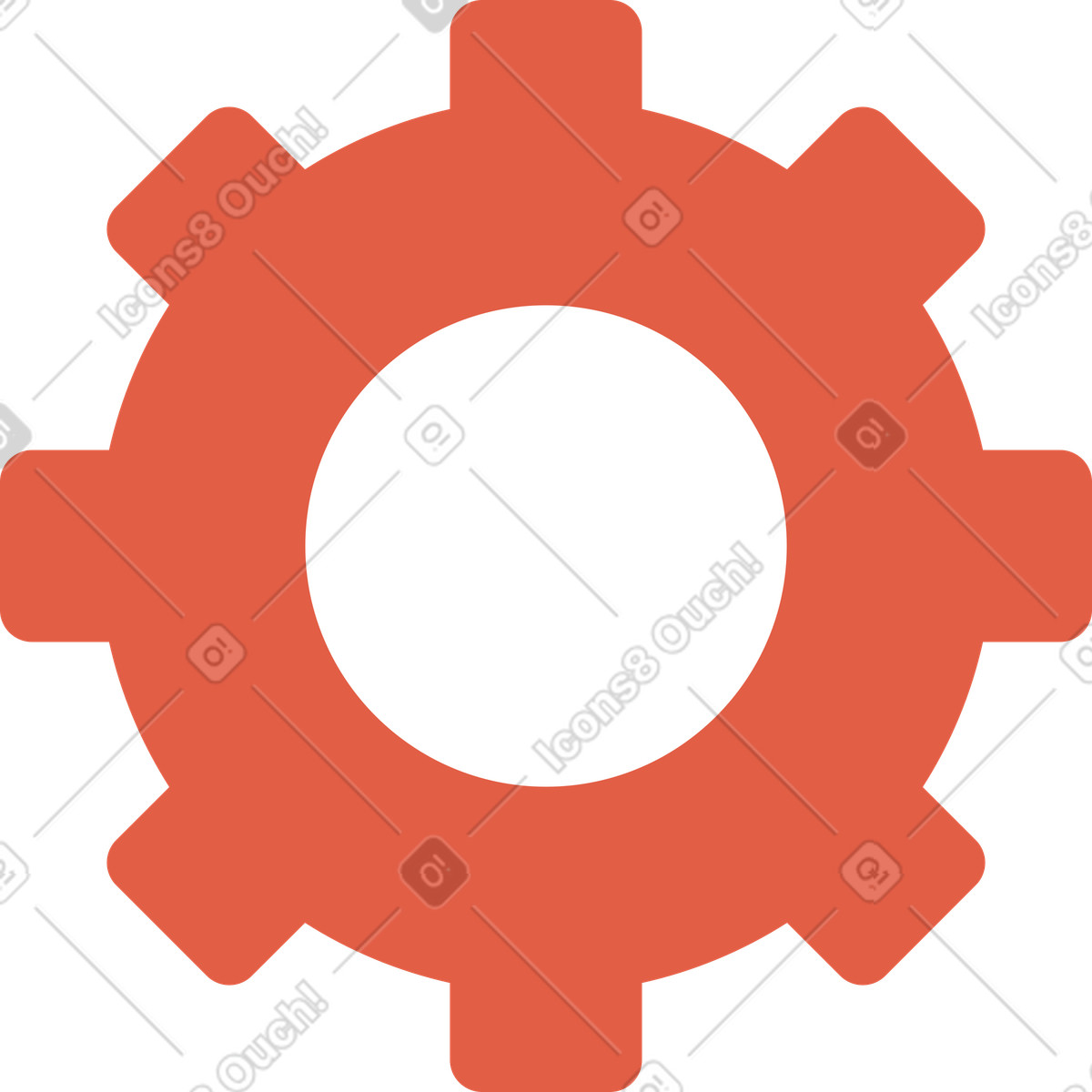 Rotes zahnrad-Illustration im Flat-Stil als Download in PNG, SVG